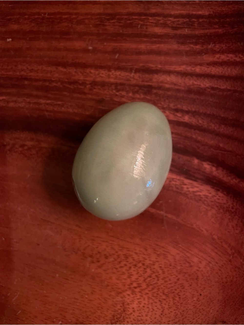 Vintage Italian Alabaster Egg Light Green Hand Carved Genuine Stone Italy Made